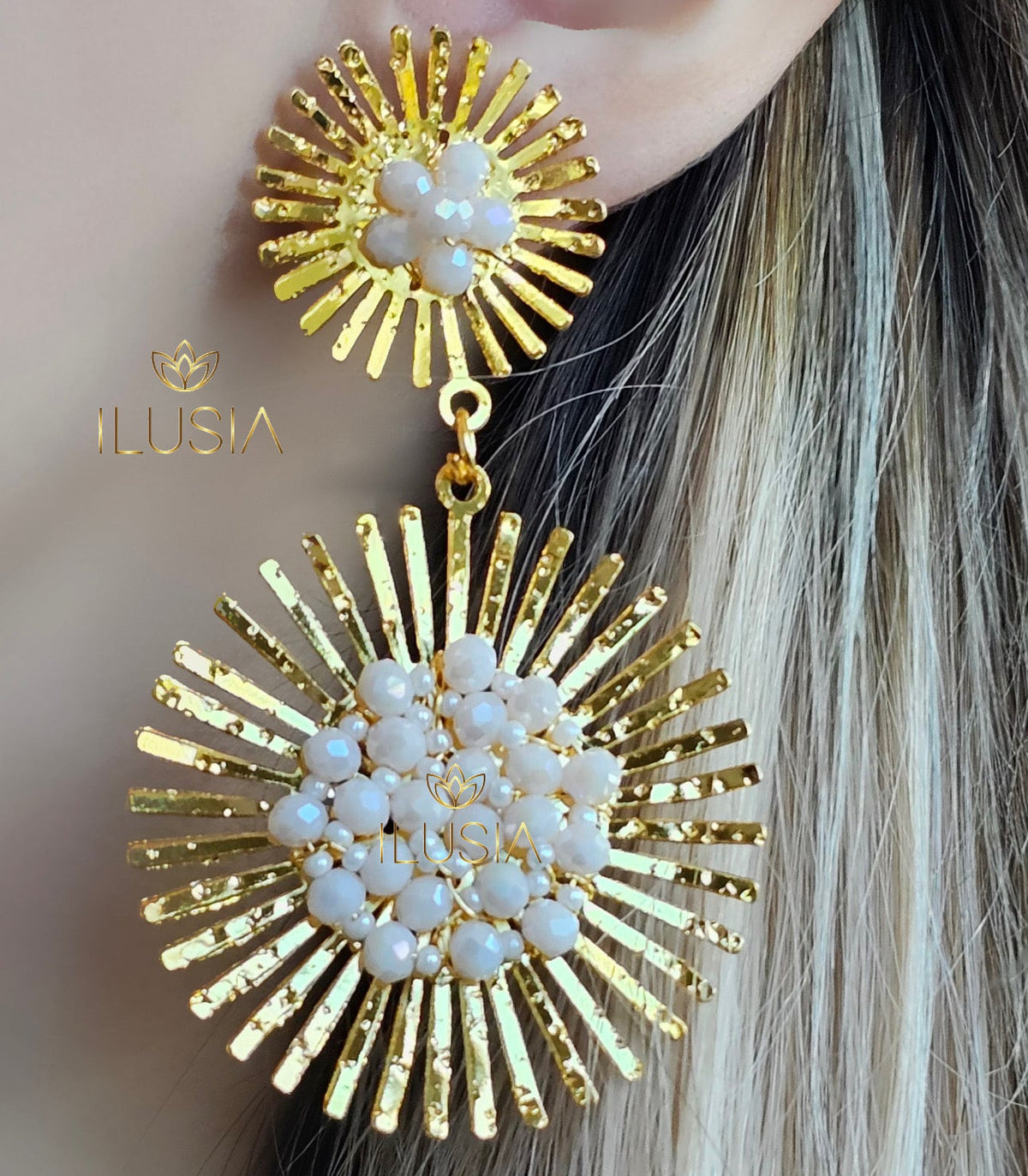 Destello White Earrings