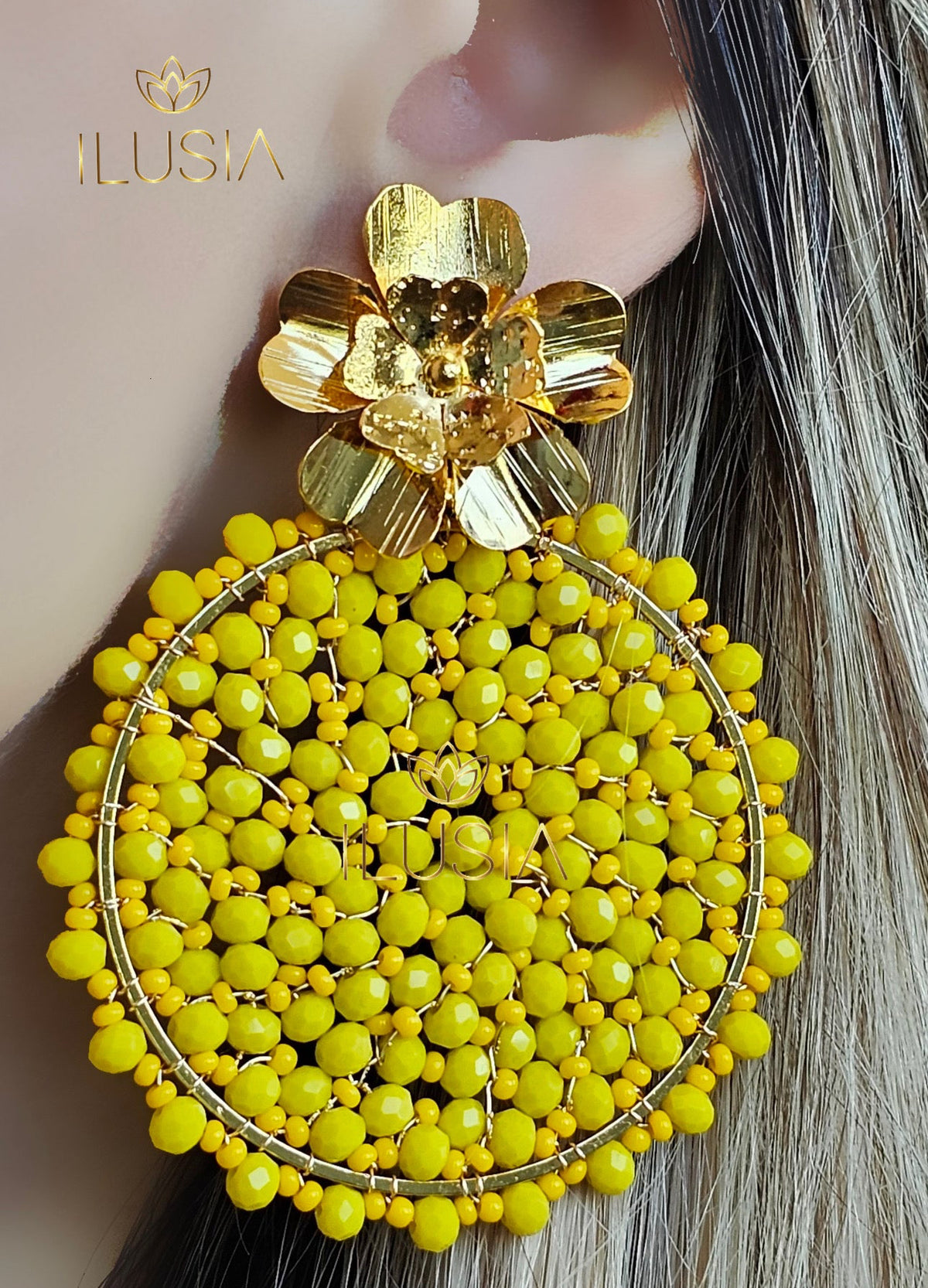 Evy Yellow big earrings