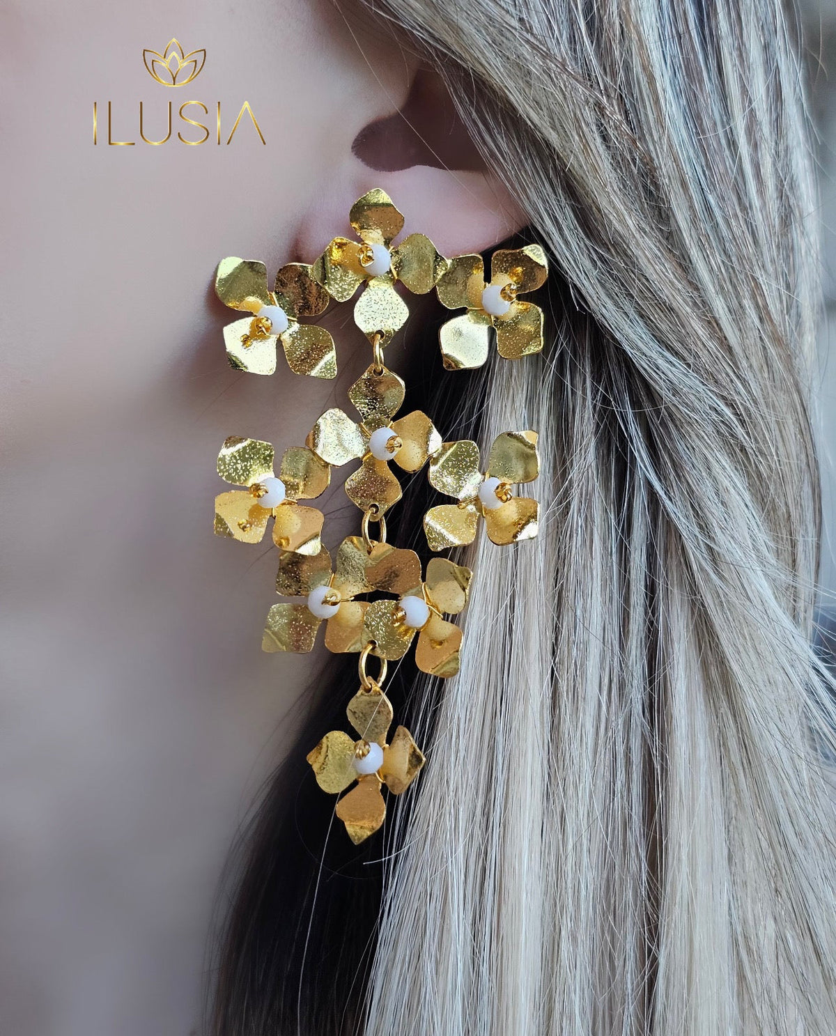 Cascada White Big Earrings
