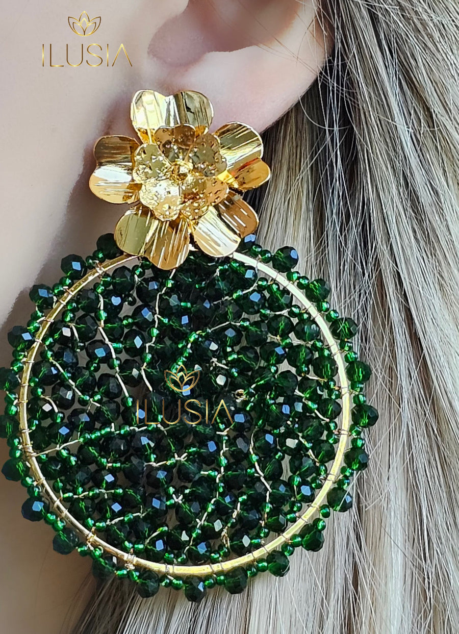 Evy dark green big earrings
