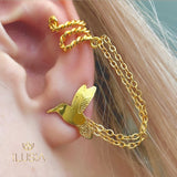 Hummingbird Earrings with Chain Cuff