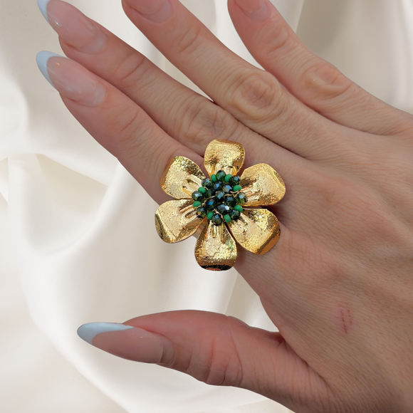 Green floral Ring