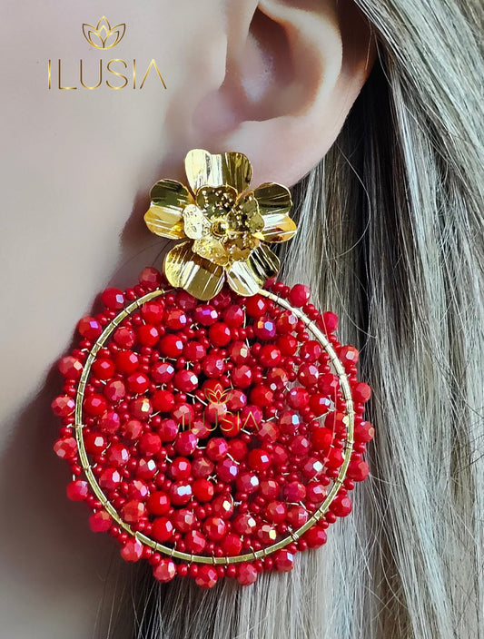 Evy Red Big Earrings