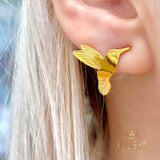 Hummingbird Earrings with Chain Cuff