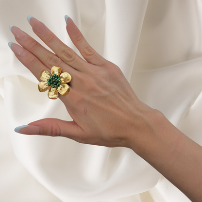 Green floral Ring
