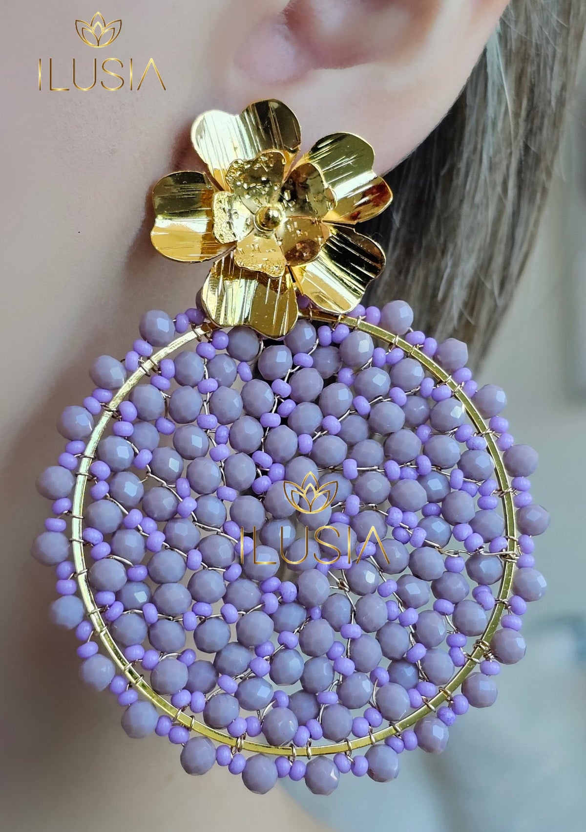 Evy Light Purple Big Earrings