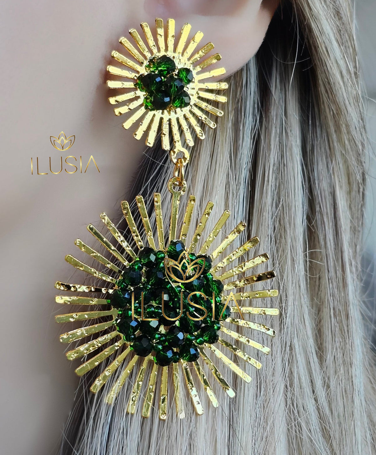 Destello Dark green Earrings